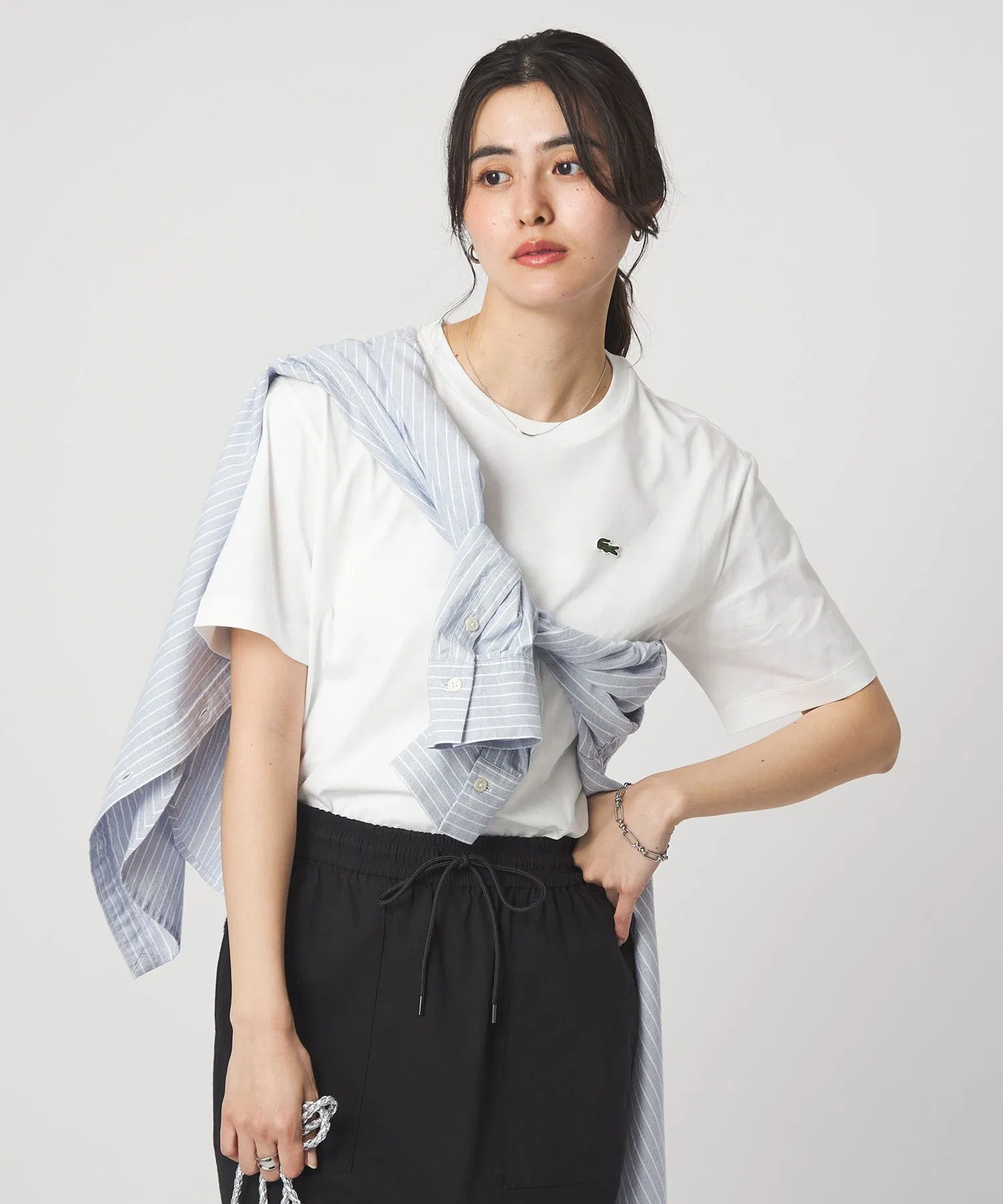 Футболка LACOSTE женская с логотипом, белая