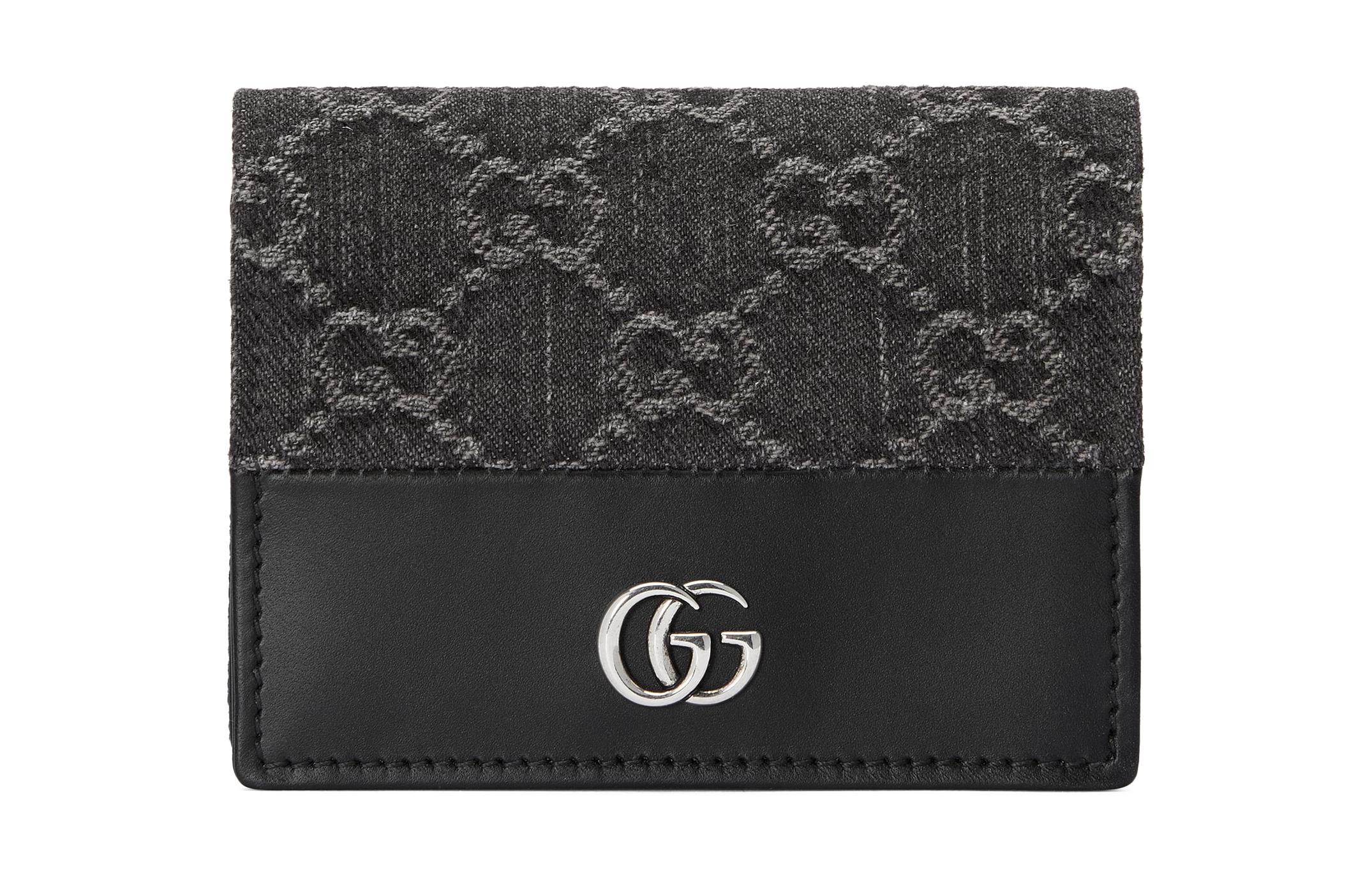 

GUCCI Женский картхолдер GG Marmont из денима с кожаными вставками черный и серый