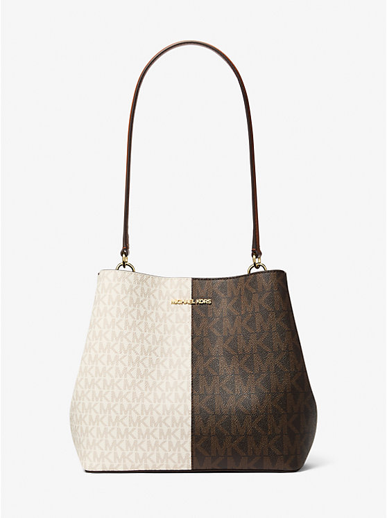 

Средняя двухцветная сумка Pratt с фирменным логотипом, Brown Multi