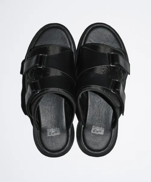 Унисекс кожаные сандалии Onitsuka Tiger OHBORI SLIDER 2.0 чёрные — фото 3