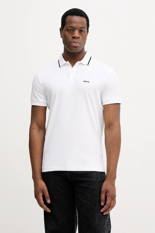 

Хлопковая рубашка поло pl_join paddy BOSS Green, белый