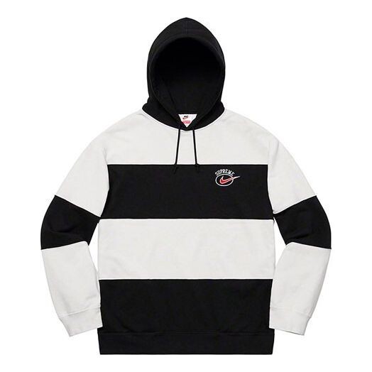 

Толстовка ss19 x nike stripe hooded sweatshirt 'black' Supreme, черный