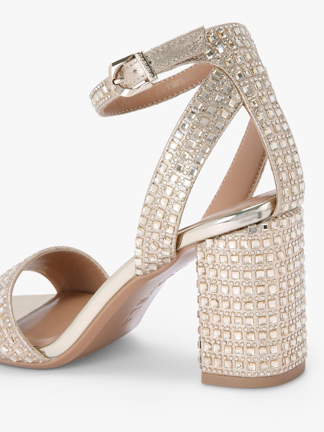 Босоножки Kianni на блочном каблуке с декором Carvela, золотой — фото 4