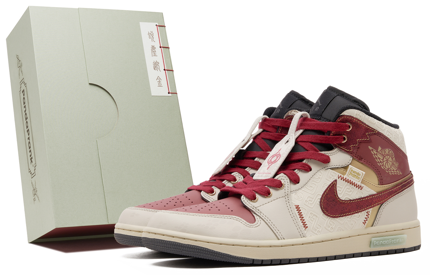 

Air 1 устойчивые к истиранию высокие баскетбольные кроссовки в винтажном стиле мужские Jordan, бежевый/красный