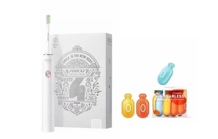 Электрическая зубная щетка X3U Xiaomi Ecosystem с полной автоматической звуковой волной, умная портативная, компактная, для пары SOOCAS, X3U White Gold+Mouthwash (6 Pack Maris Sal Mint)