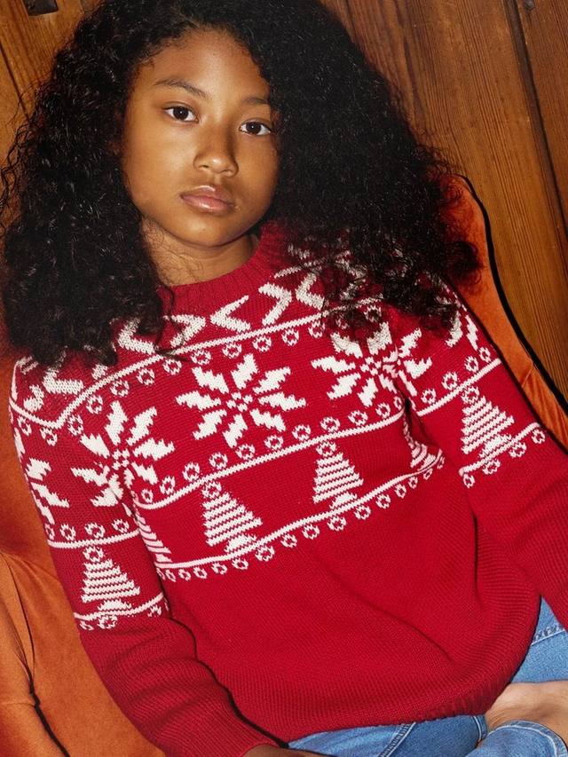 

Детский свитер из хлопка в стиле фэр-айл The Little Tailor, Red/Cream