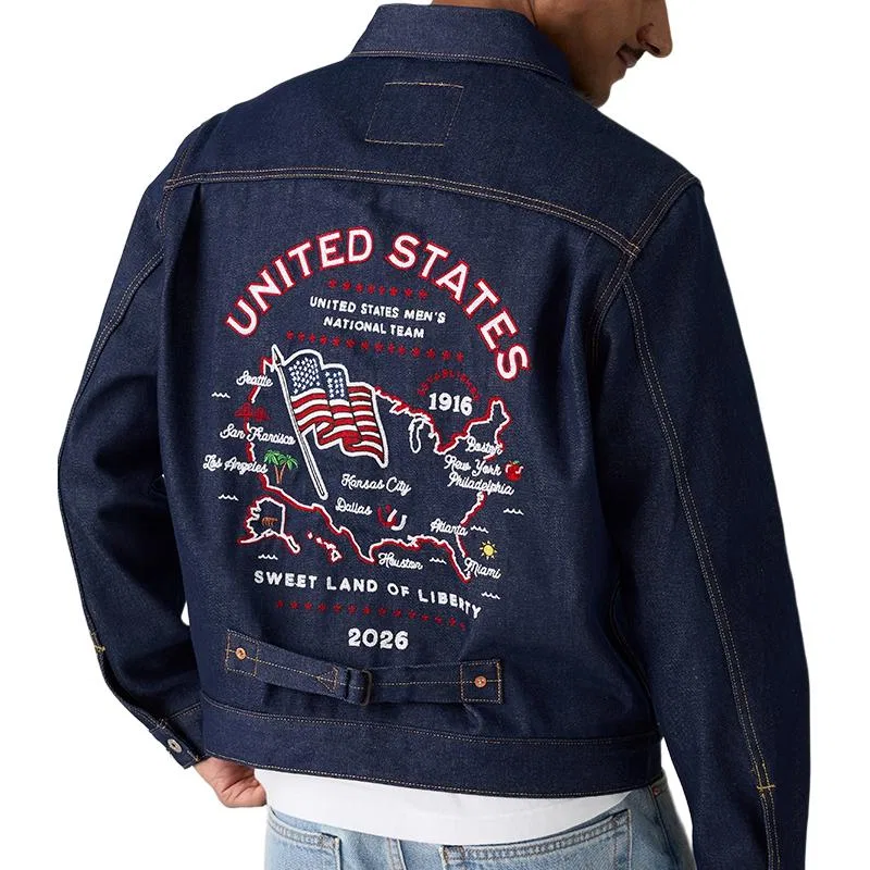 Джинсовая куртка Levis x SHIJIEBEIMEIGUODUI деним синий — фото 4