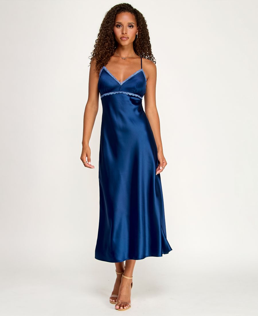 

Детское миди-платье с V-образным вырезом, надеваемое через голову KATIA RAE, Bright Blue