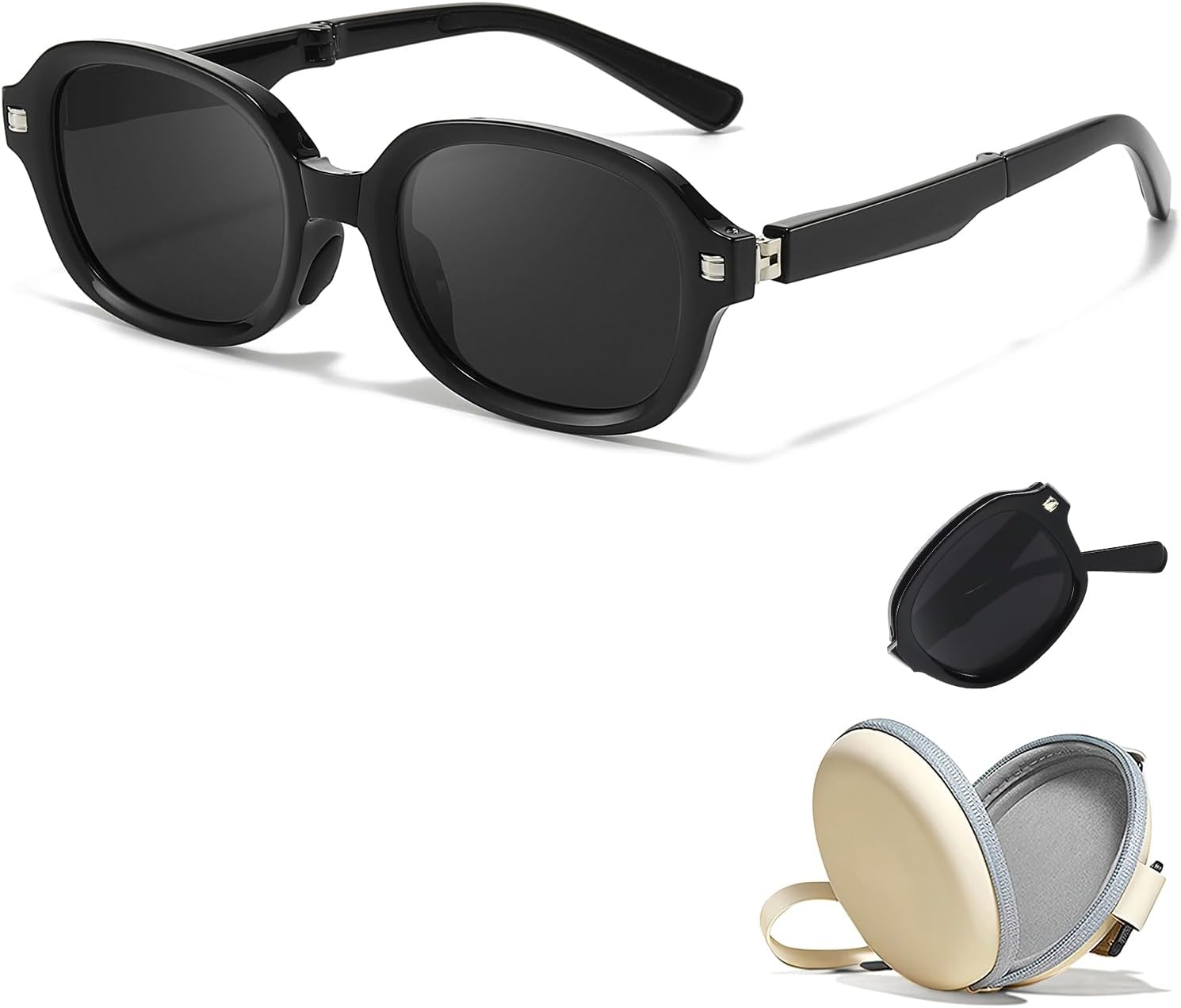 

Складные солнцезащитные очки HASFOX для женщин и мужчин | Легкие поляризованные очки с защитой от УФ-излучения | Большие складные солнцезащитные очки с чехлом, A01 Black Frame / Grey Polarized Lens