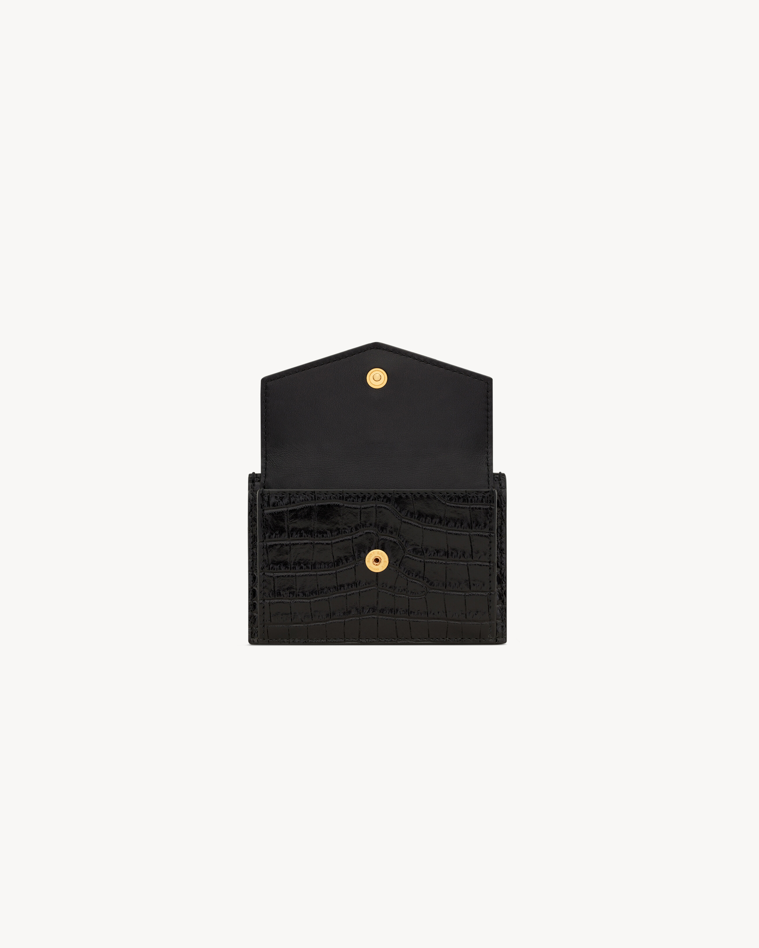 Визитница UPTOWN FLAP из лакированной кожи с тиснением под крокодила Saint Laurent, черный — фото 4