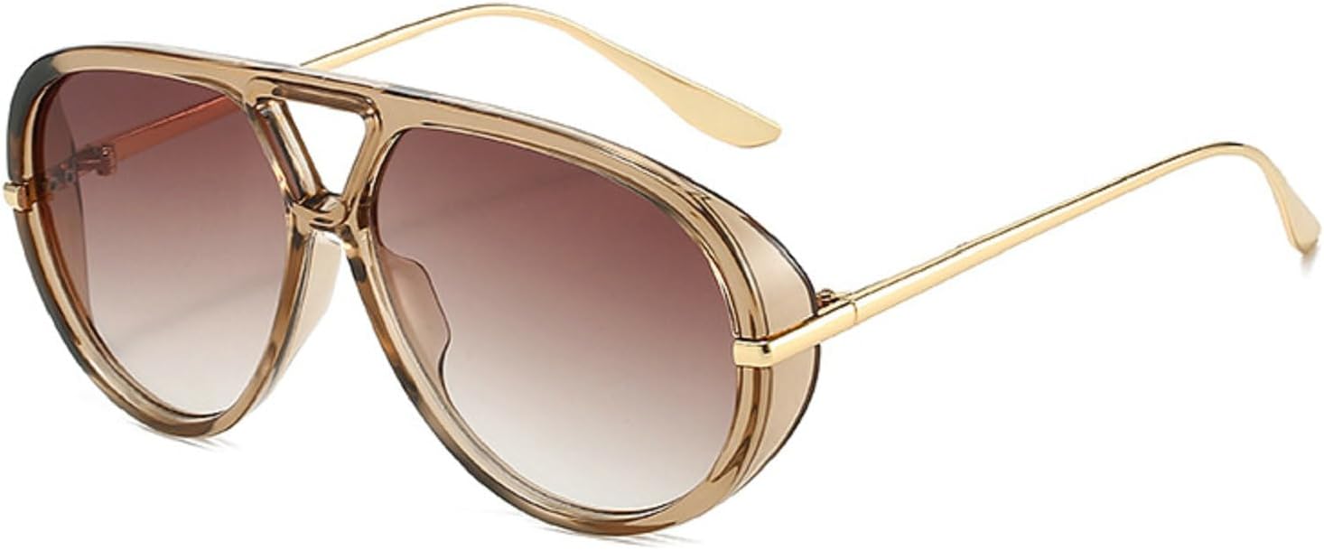 

Модные солнцезащитные очки-пилот для женщин и мужчин, круглые солнцезащитные очки в винтажном стиле с большой оправой, солнцезащитные очки-щитки для мужчин в стиле панк Melrose, Tea