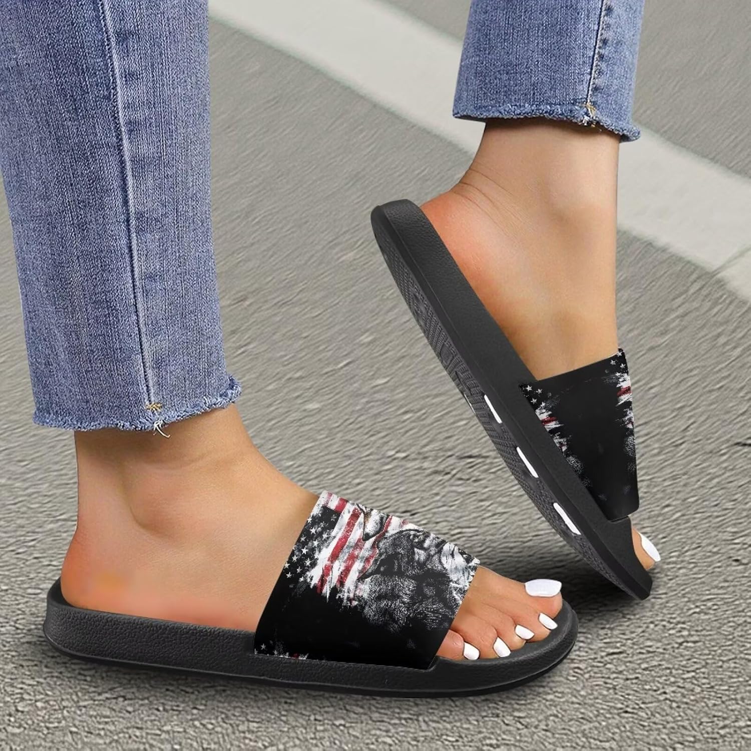 Тапочеки Jrysaedy House Slides, American Flag Wolf Pack — фото 4