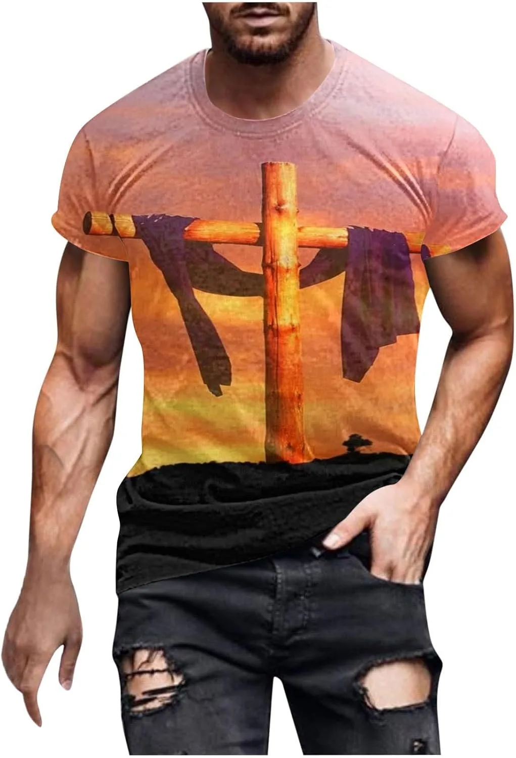 

Футболка с 3D принтом "Иисус на кресте" QUNPIU