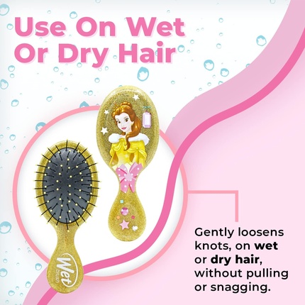 Расческа Disney Mini Original Detangler Hair Brush Belle Glitter-Ball для всех типов волос - Belle Mini Wet Brush — фото 3