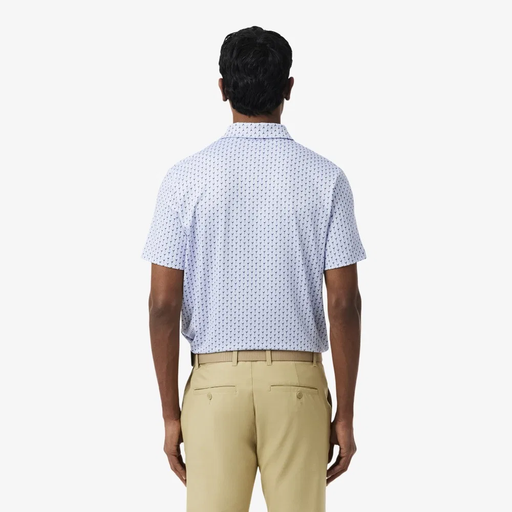 Футболка-поло Lacoste Мужская AOP с коротким рукавом, для гольфа, синий — фото 3