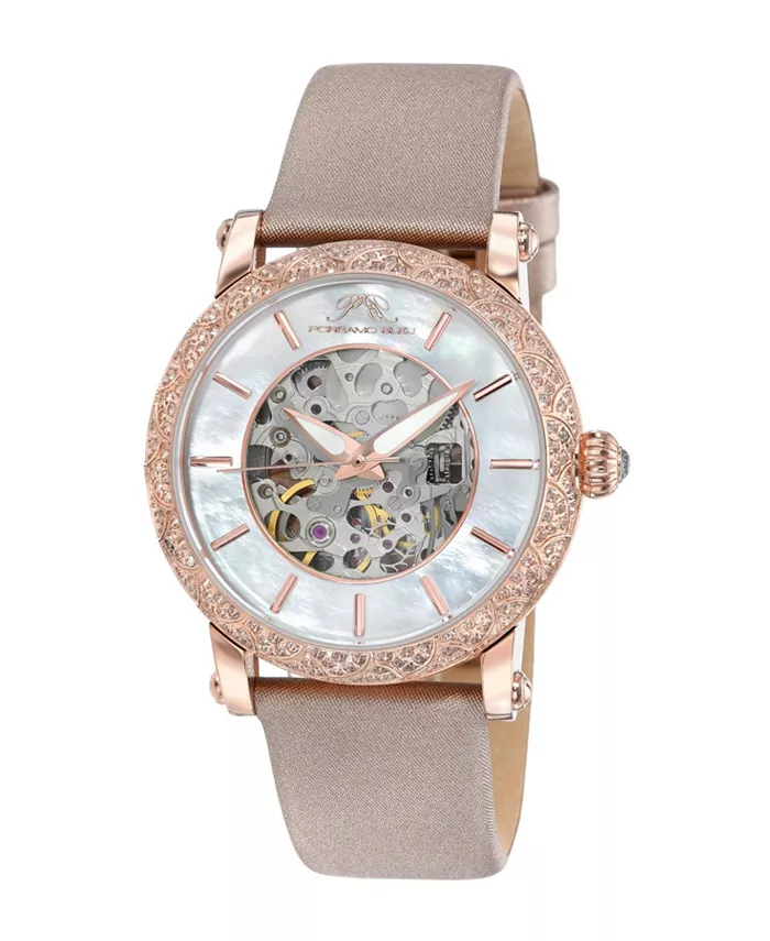 

Женские часы Liza Automatic с кожаным ремешком, покрытым сатином, 691DLIL Porsamo Bleu, розовый