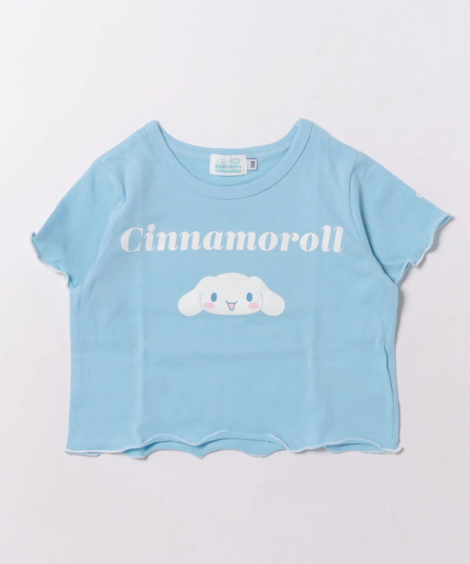 Футболка BABYDOLL укороченная с принтом Sanrio светло-голубой