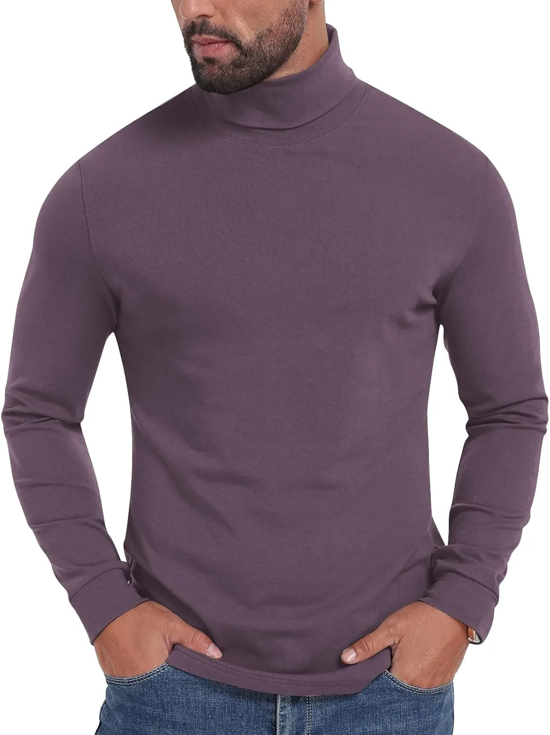 

Футболка с воротником-стойкой, мужская, с длинными рукавами, Slim Fit