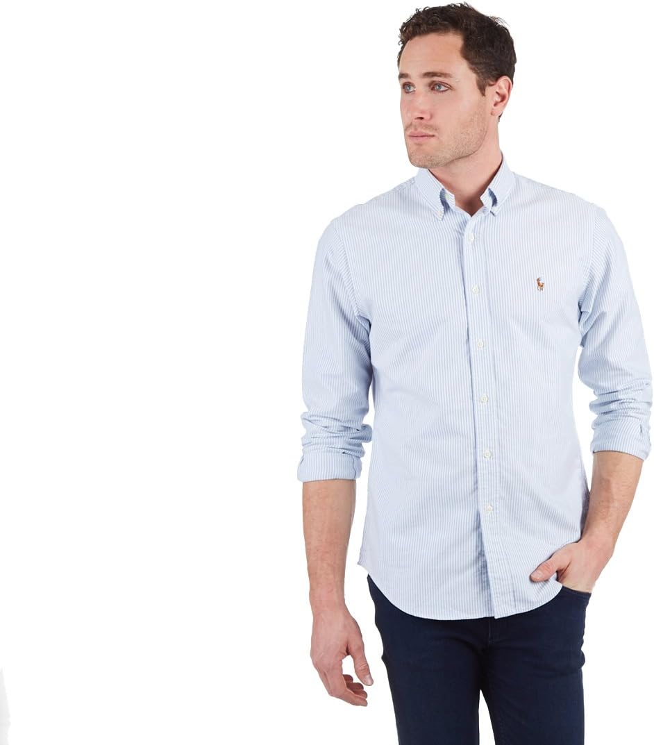 

Ralph Lauren Polo мужская оксфордская рубашка на пуговицах с длинным рукавом POLO RALPH LAUREN, Blue,White