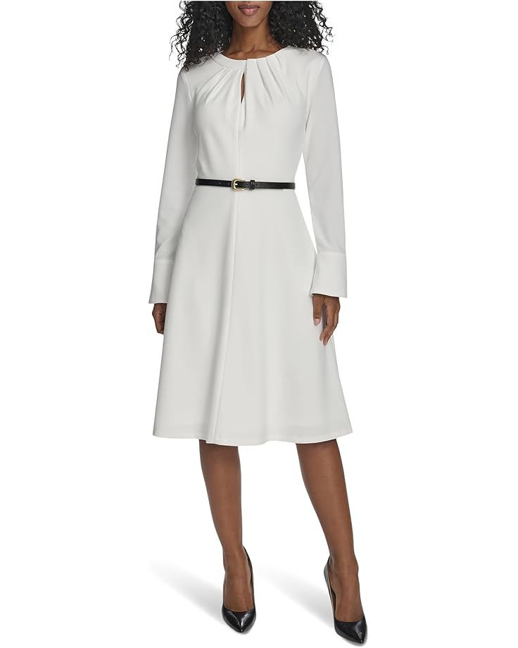 

Женское платье Calvin Klein Long Sleeve Scuba Crepe Belted Alne, Cream