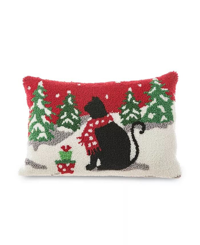 

Подушка «Рождественский кот» с крючками, 18 x 12 дюймов Glitzhome, мультиколор