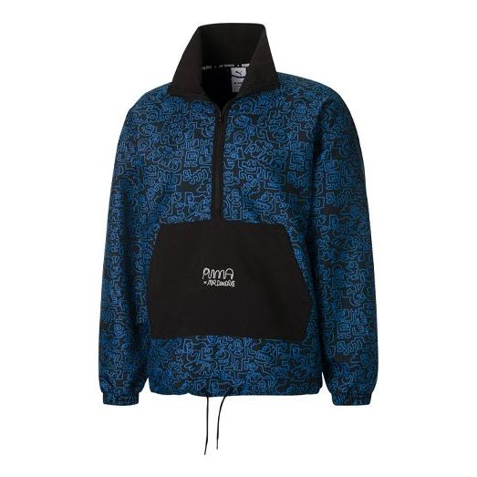 

Куртка PUMA x Mr Doodle Crossover Graffiti Printing Contrasting Colors Cardigan Stand Collar Jacket Blue 530648-01