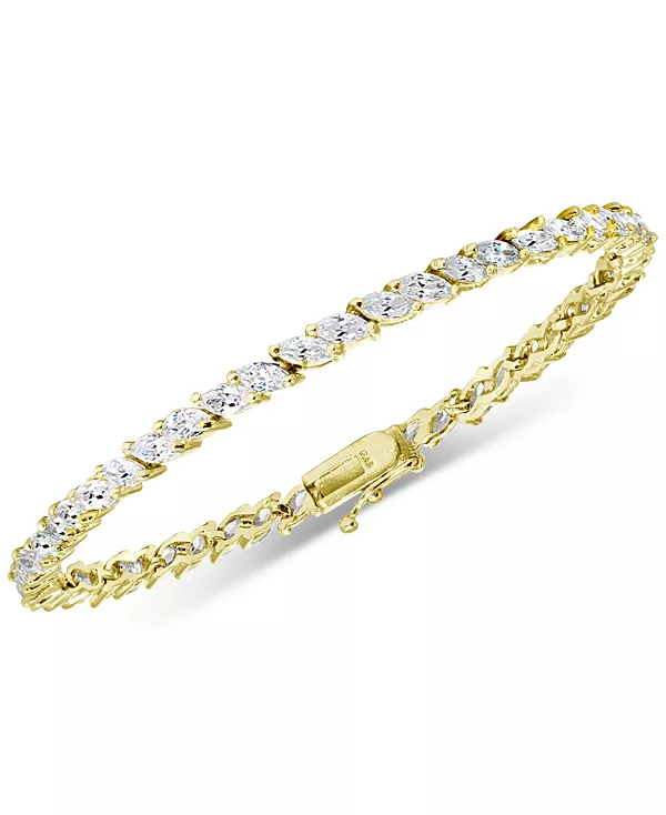 

Теннисный браслет с кубическим цирконием и огранкой «маркиз» из стерлингового серебра, созданный для Macy's Giani Bernini, gold