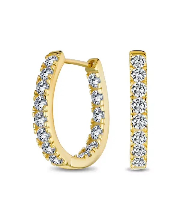 

Классические овальные серьги-кольца с фианитами, черное розовое золото, стерлинговое серебро, 0,60 дюйма Bling Jewelry, gold-tone