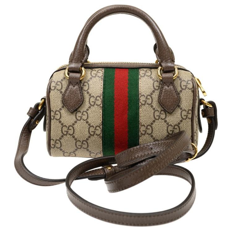 Ophidia Canvas With Leather Плечевая Сумка, Кроссбоди, Мини Женская Сумка Бежевый и Эбони GUCCI — фото 3