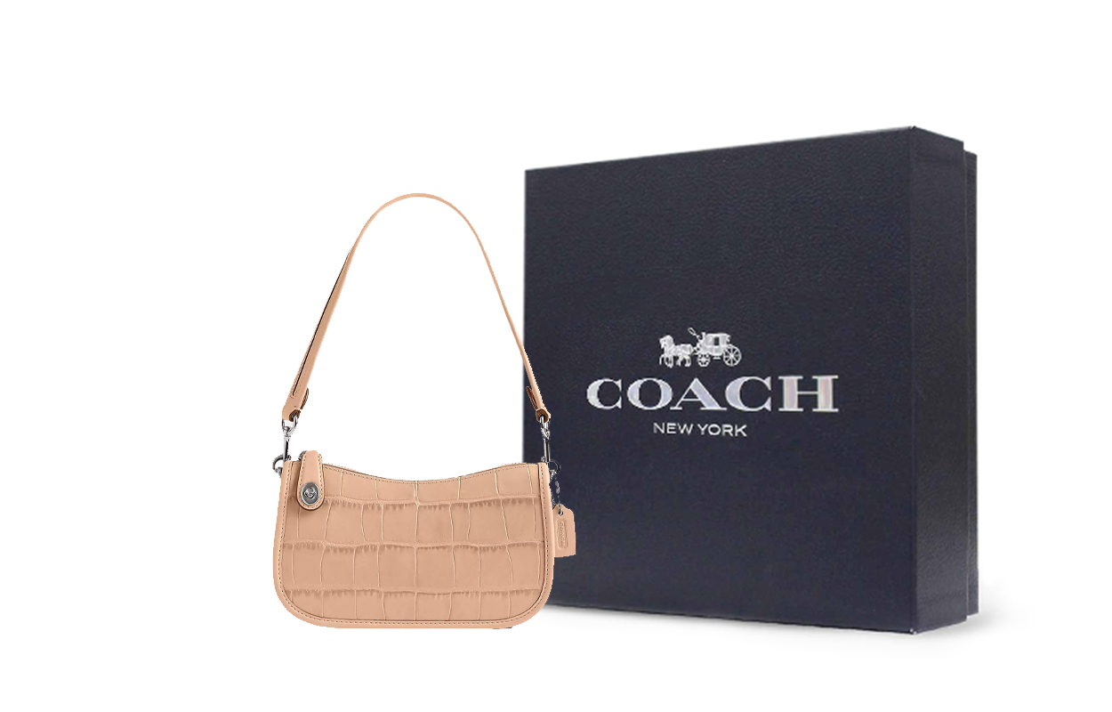 

COACH Сумка через плечо из кожи крокодилового тиснения с телячьей кожей женская светло-желтая