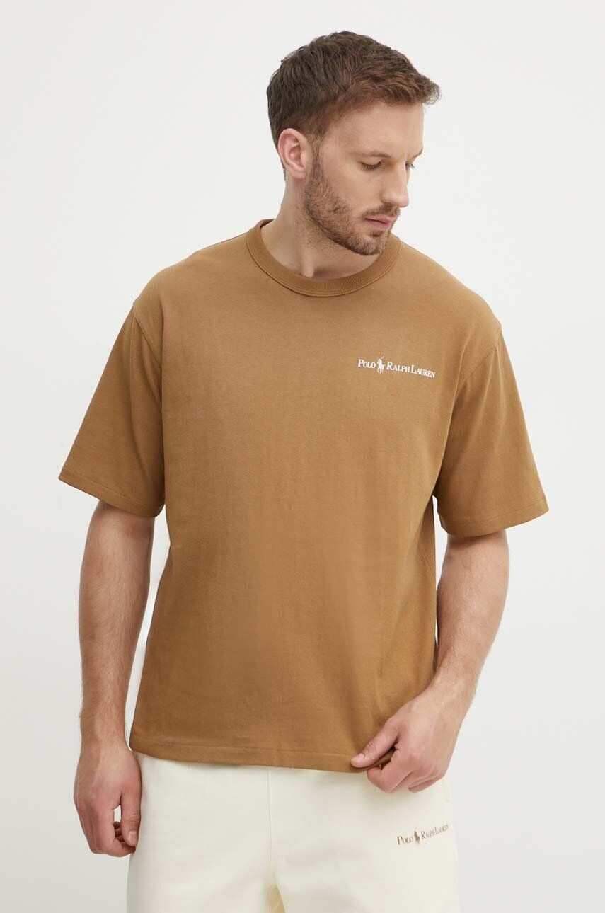 

Хлопковая футболка Polo Ralph Lauren, коричневый