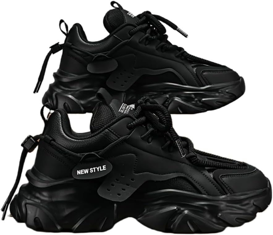 

Мужские ретро кроссовки с толстой подошвой, нескользящей и прочной резиновой подошвой, повседневная обувь на все сезоны Hhhchpm, черный