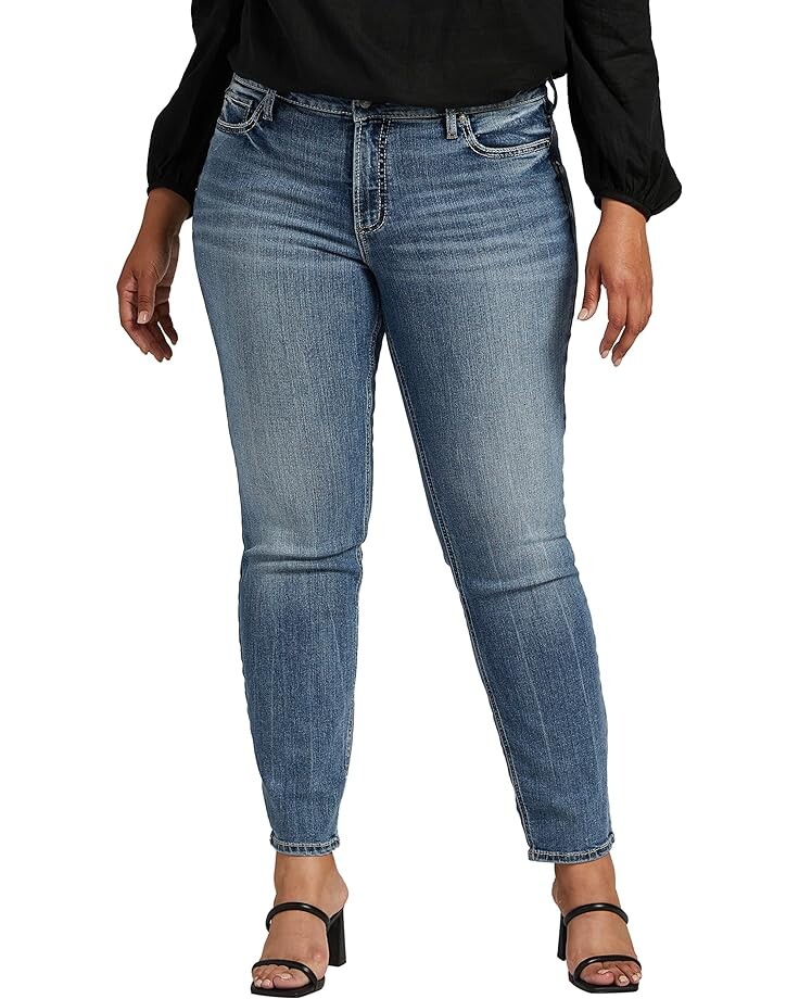 

Джинсы Silver Jeans Co. Plus Size Suki Mid-Rise Straight Leg Jeans W93413EKC288, цвет Light-Medium Indigo Wash