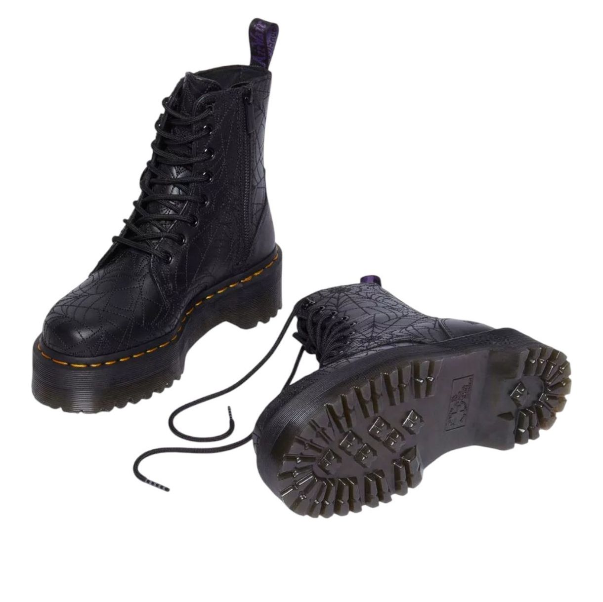 Ботинки Dr. Martens x Wednesday Jadon из кожи на платформе, цвет 'Black Nappa Lux' — фото 2