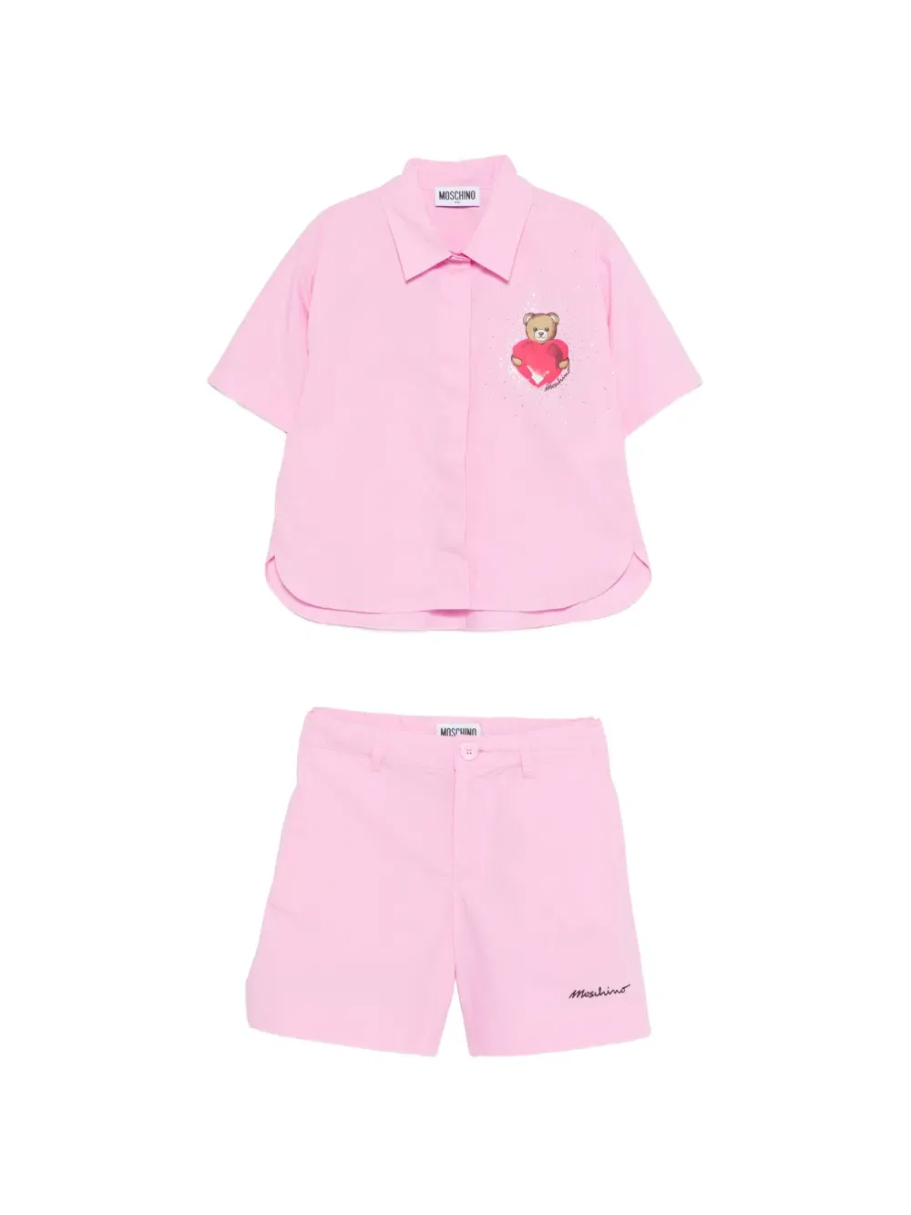 Комплект из рубашки и шорт с принтом в виде медвежьей шкуры Moschino Kids, розовый