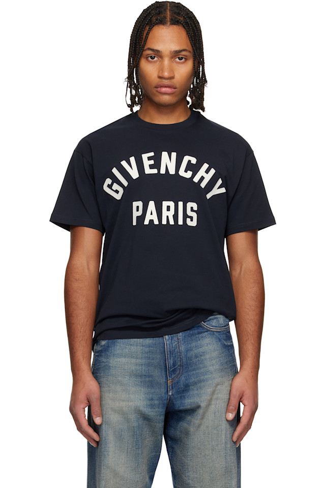 

Givenchy Футболка темно-синего цвета с вышивкой «Givenchy Paris»