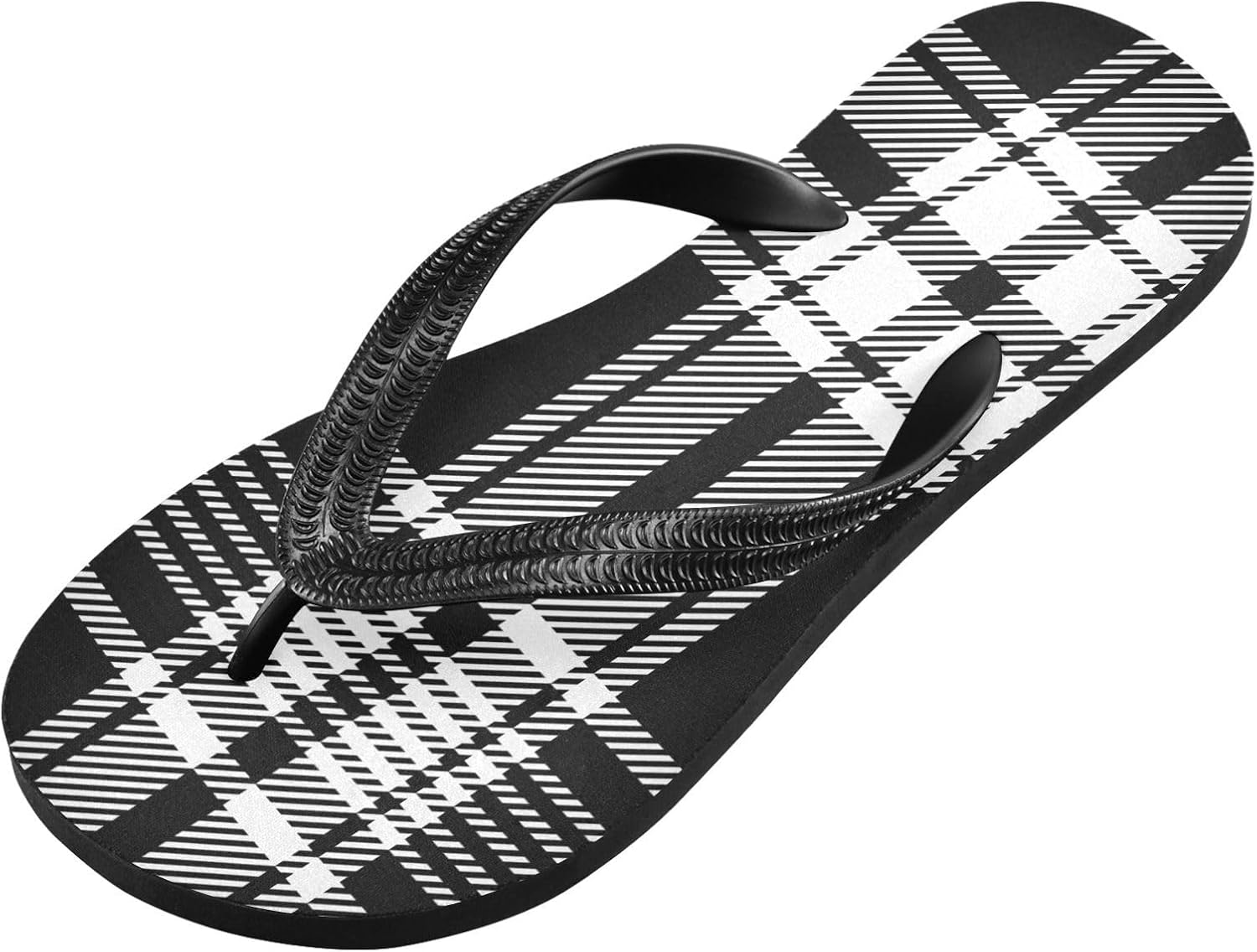 

Черно-белые шлепанцы в клетку с ремешком для душа, резиновые нескользящие летние тапочки для прогулок, мужские и женские Sinestour