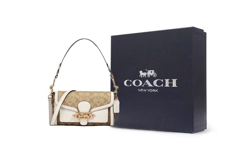 

COACH Холщовая сумка через плечо с кожаной отделкой