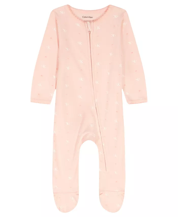 

Calvin Klein Baby Girls Printed Footed Coverall Macy'S, мультиколор