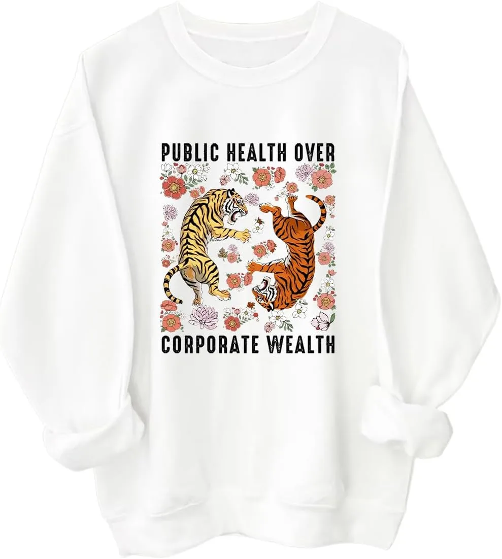 

Толстовка с принтом "Public Health Over Corporate Wealth" для мужчин и женщин Racsea