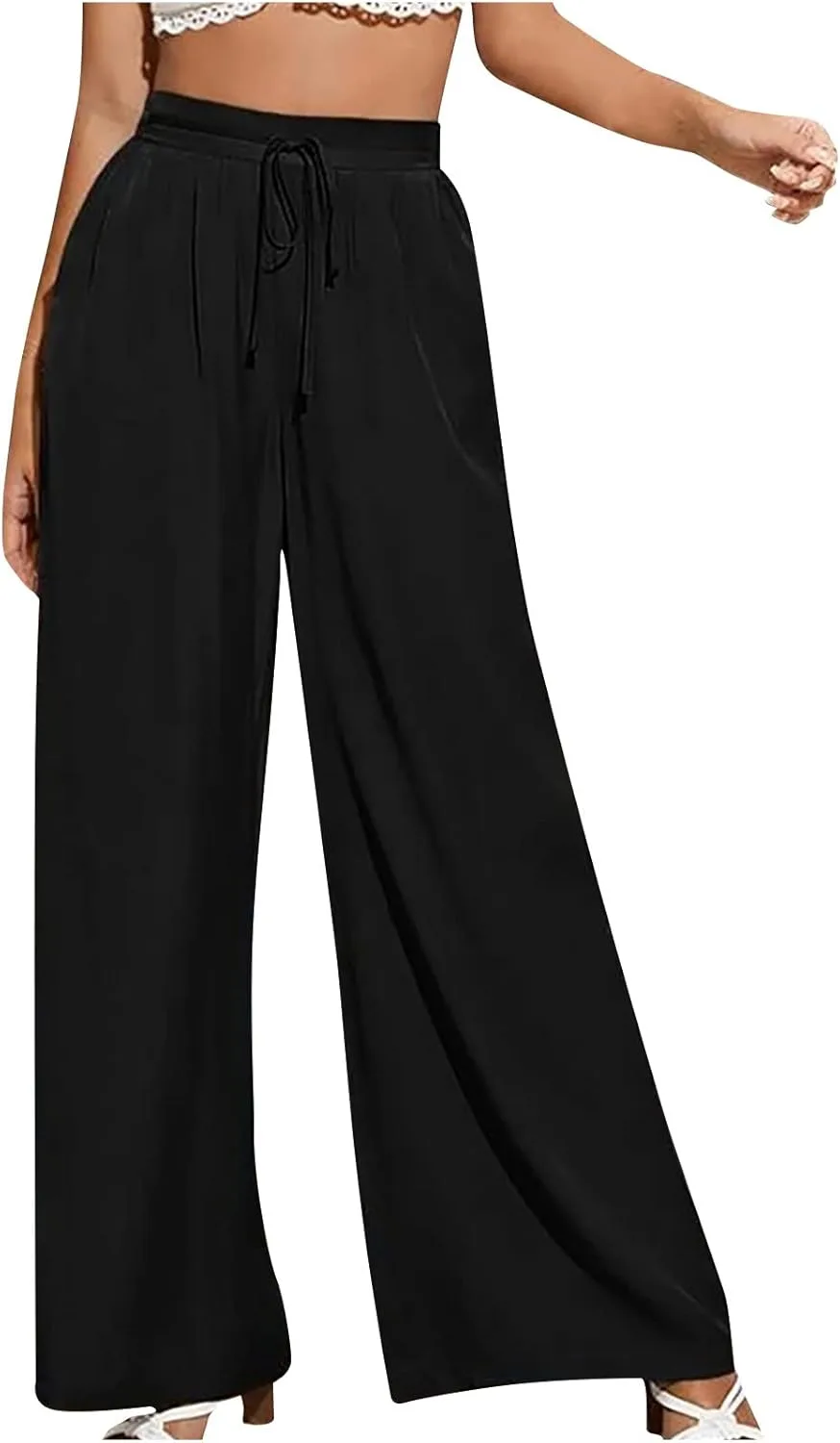 

Женские брюки палаццо с высокой талией на резинке