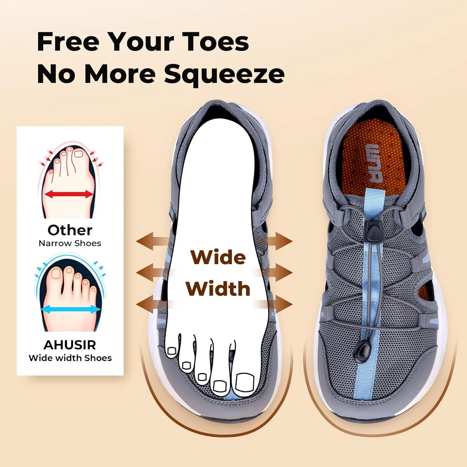 Спортивные сандалии мужские широкие голубовато-серые AHUSIR — фото 2