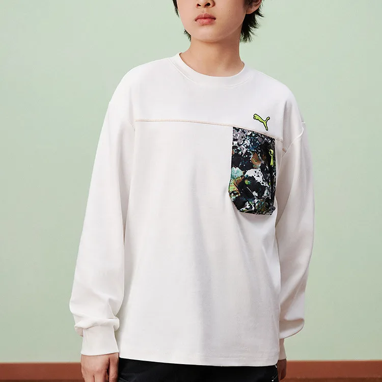 Футболка для детей Crew Neck Moderate PUMA, raw белый 10101 — фото 4