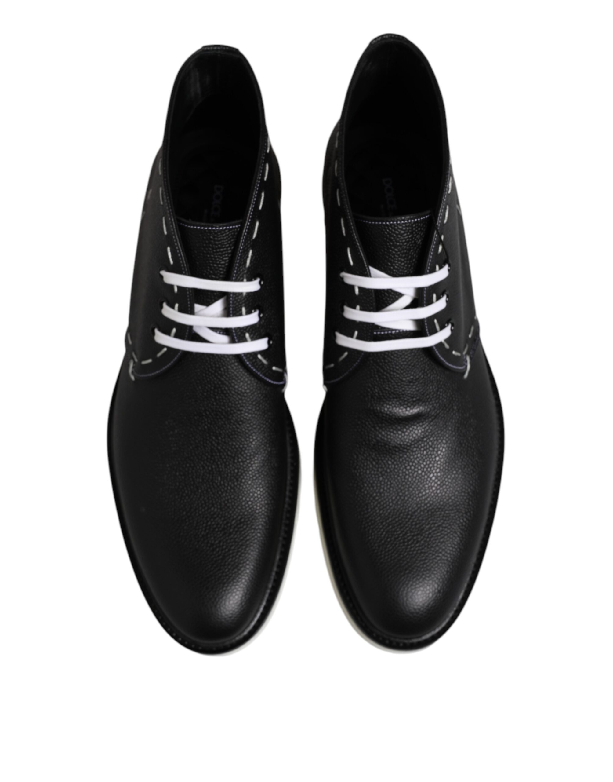 Черные белые кожаные ботильоны Dolce & Gabbana, черно-белое — фото 3