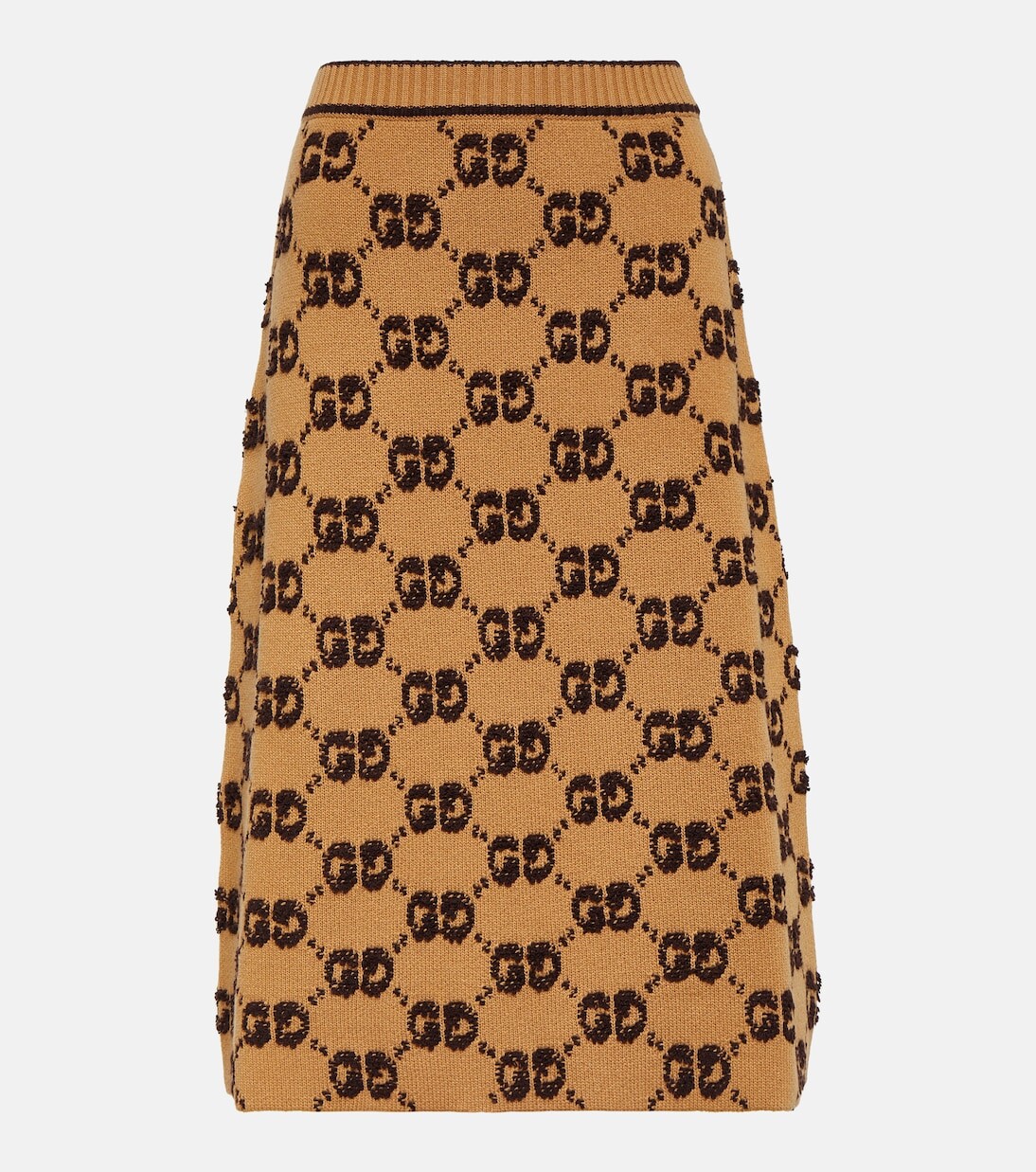 

Юбка миди букле из жаккардовой шерсти gg Gucci, коричневый
