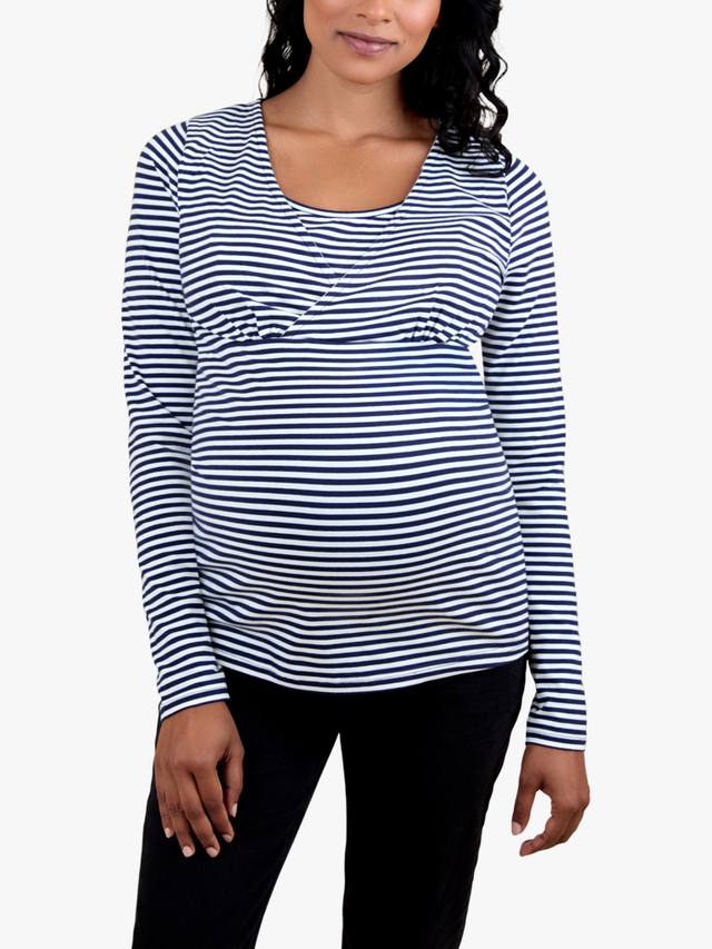 

Хлопковая полосатая футболка для беременных с длинными рукавами и круглым вырезом JoJo Maman Bébé, Pack of 2