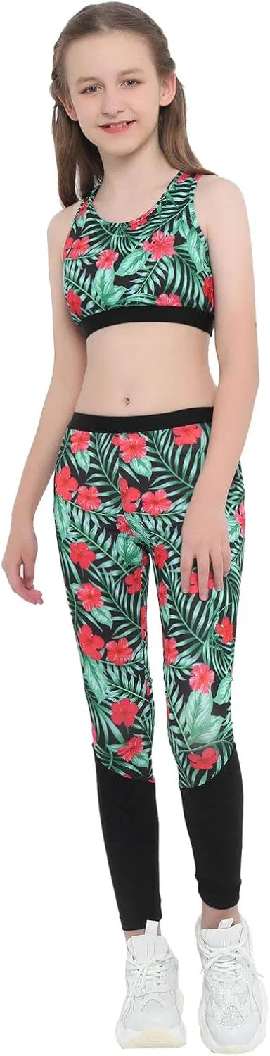 Детский спортивный комплект из топа и леггинсов winying, Green&red 4 — фото 3