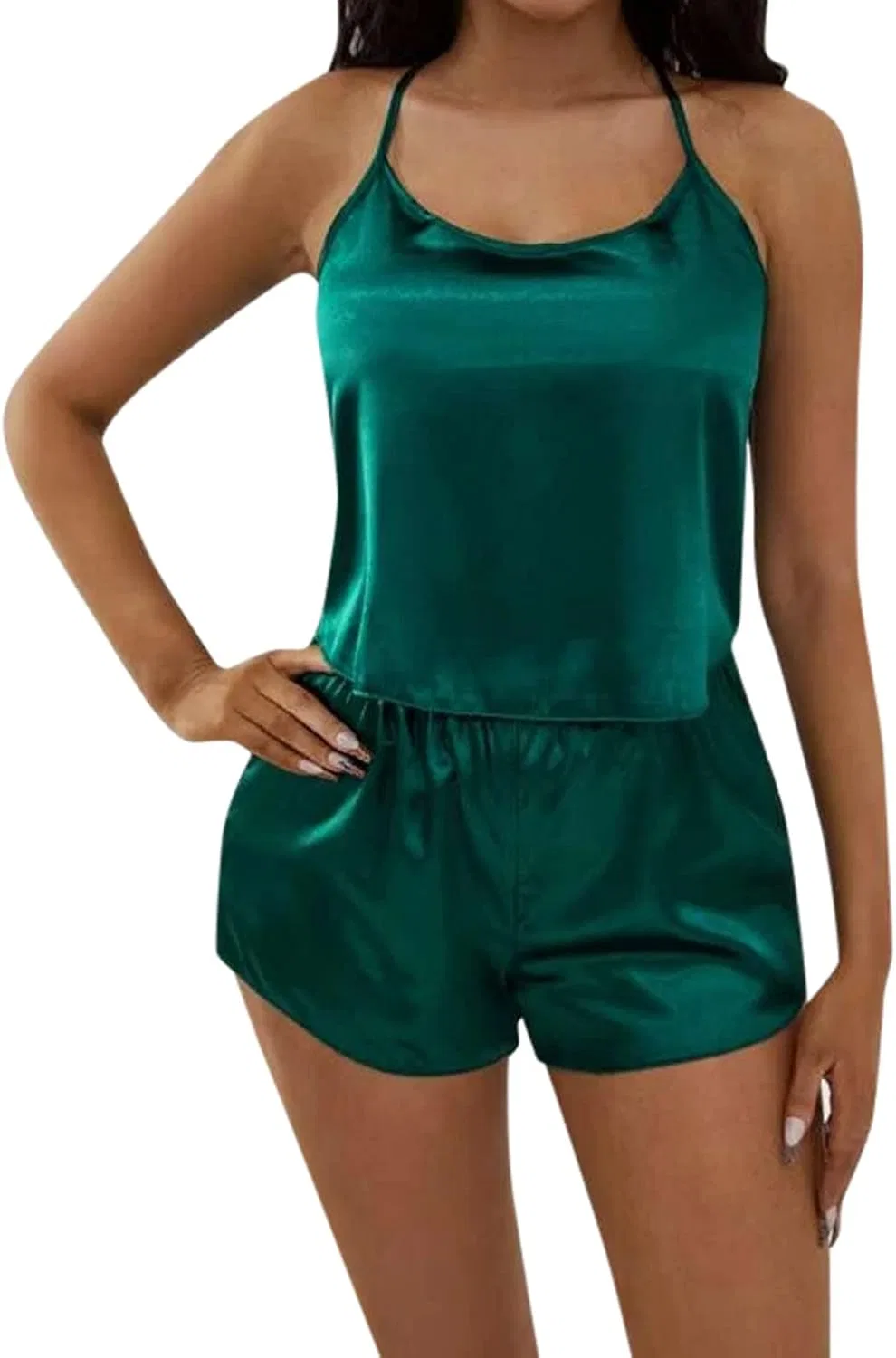Пижама шелковая, Satin Pajamas, зеленый