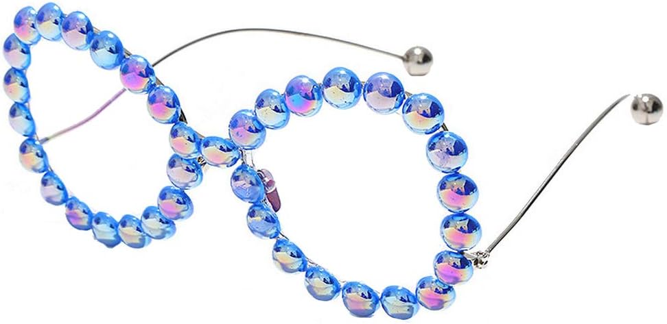 

COTIA Солнцезащитные очки ручной работы с бриллиантами и жемчугом, полнокадровая оправа, простые линзы, металлические круглые линзы, женские солнцезащитные очки, 8 цветов, набор для самостоятельного изготовления, Blue