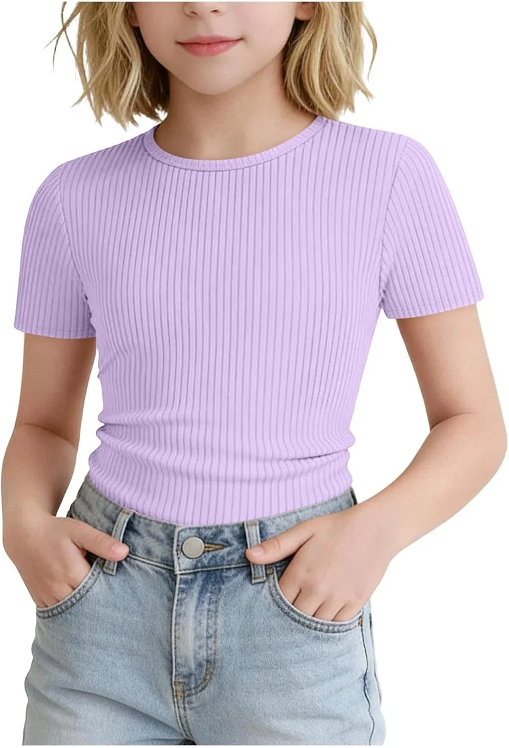 Детская футболка с коротким рукавом, ребристая, Whimsyria, 01 Purple